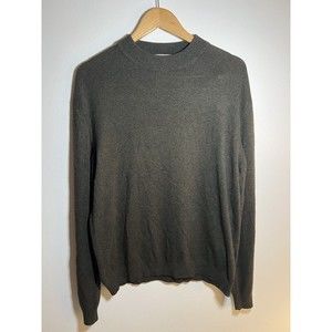 Perry Ellis Silk Wool Mock Neck Sweater Shirt Pullover Top Green Mens Large
